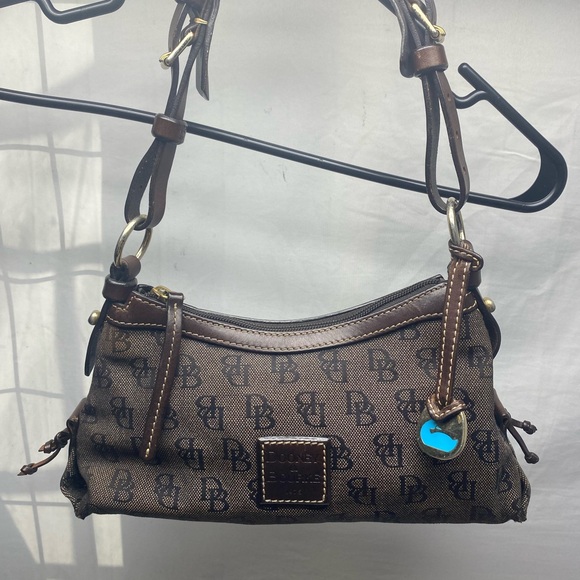 Dooney & Bourke Handbags - Vintage Dooney & Bourke Brown Monogram Canvas Shoulder Bag Leather